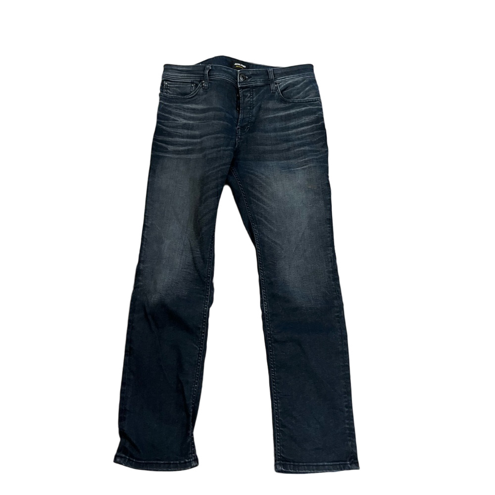Jack & Jones Men's Tim Slim Fit Straight Jeans Casual Black Denim Trousers Sz 34